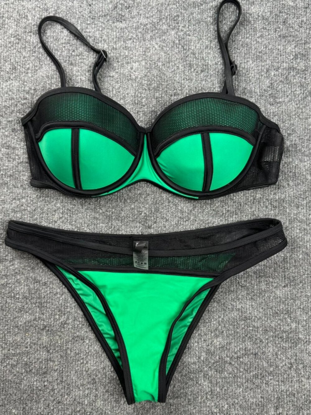 Women's Kendall + Kylie Green Black Mesh Bikini Set Size Large